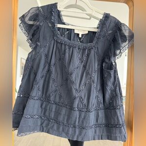 THE GREAT lace inset blouse